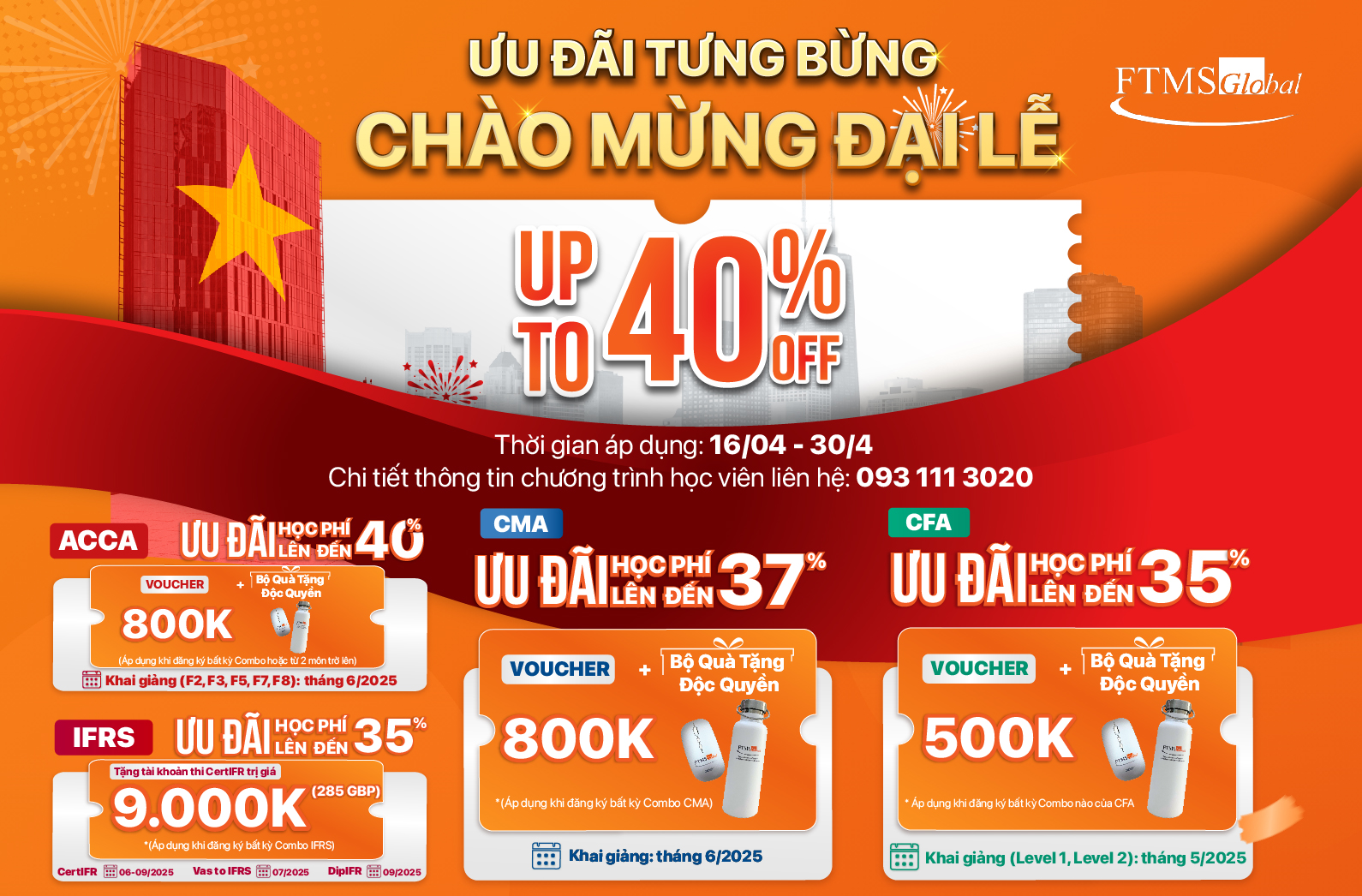 [FTMS HCM] ƯU ĐÃI TƯNG BỪNG - CHÀO MỪNG ĐẠI LỄ 