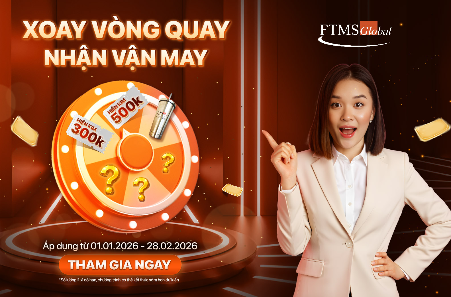 Vòng Quay May Mắn FTMS Global 2026 - 100% Trúng Quà